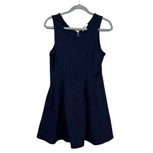 Elodie Nordstrom Women Tank Dress Fit & Flare Stretch Ribbed Back Zip Navy Sz L*